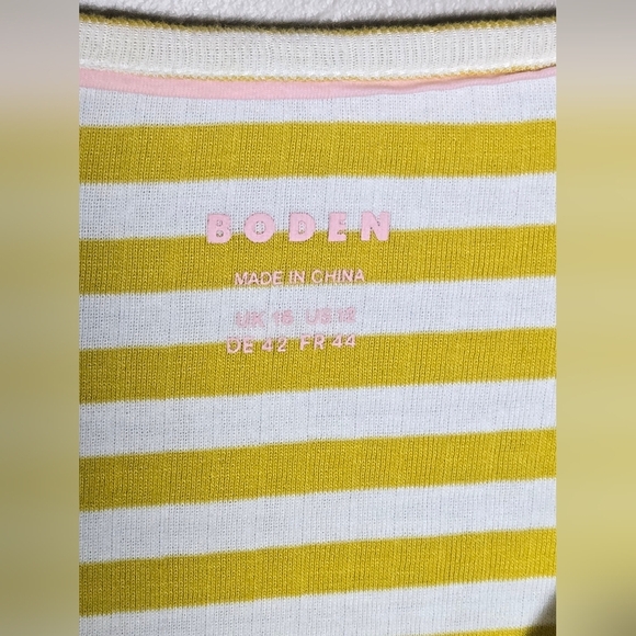 Boden 100% Cotton Striped Elevated Basic Preppy V-Neck Shirt, Size 12 - Picture 2 of 3